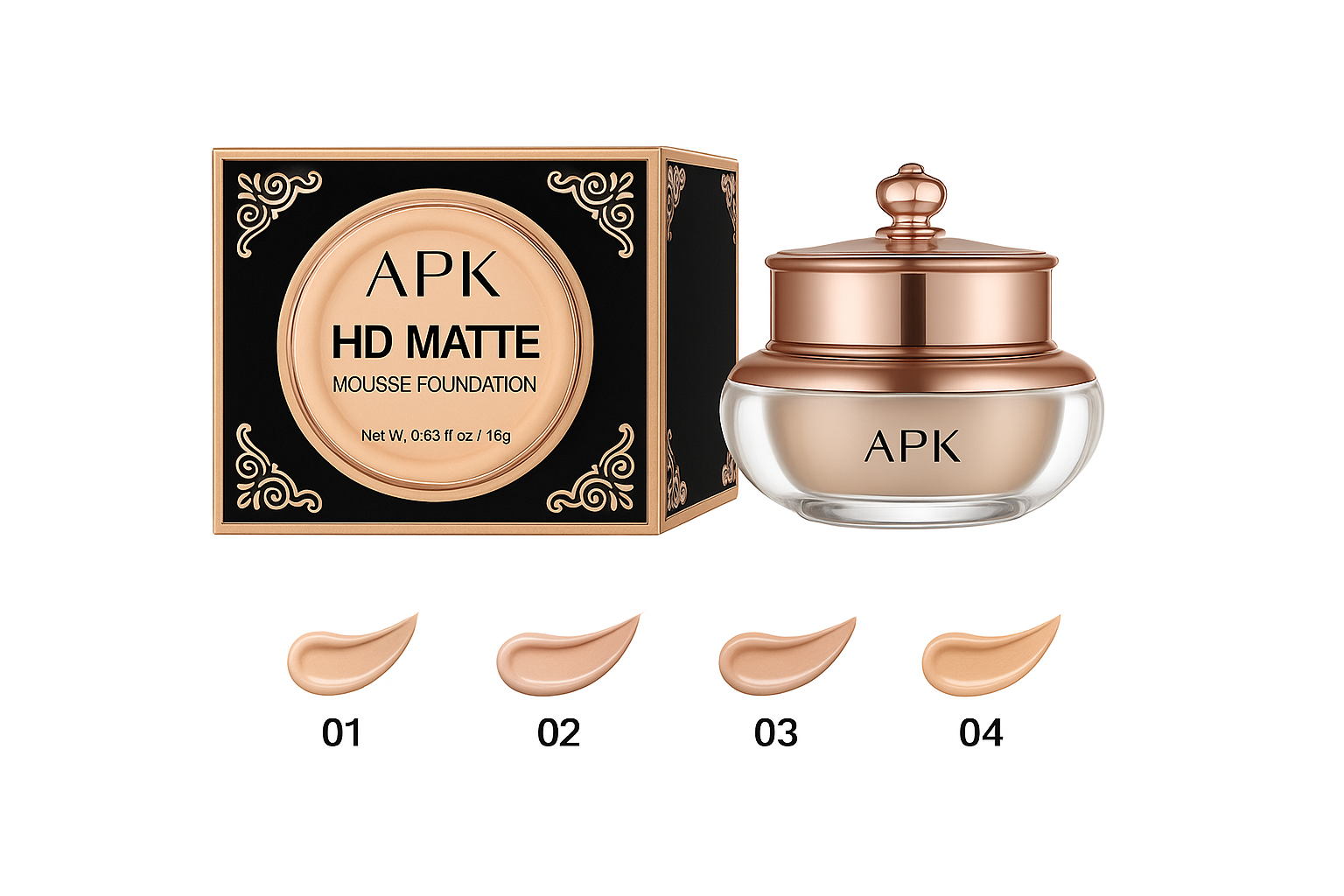APK HD Matte Mousse Foundation | Long Lasting Full Coverage Oil-Free Makeup Base Cream