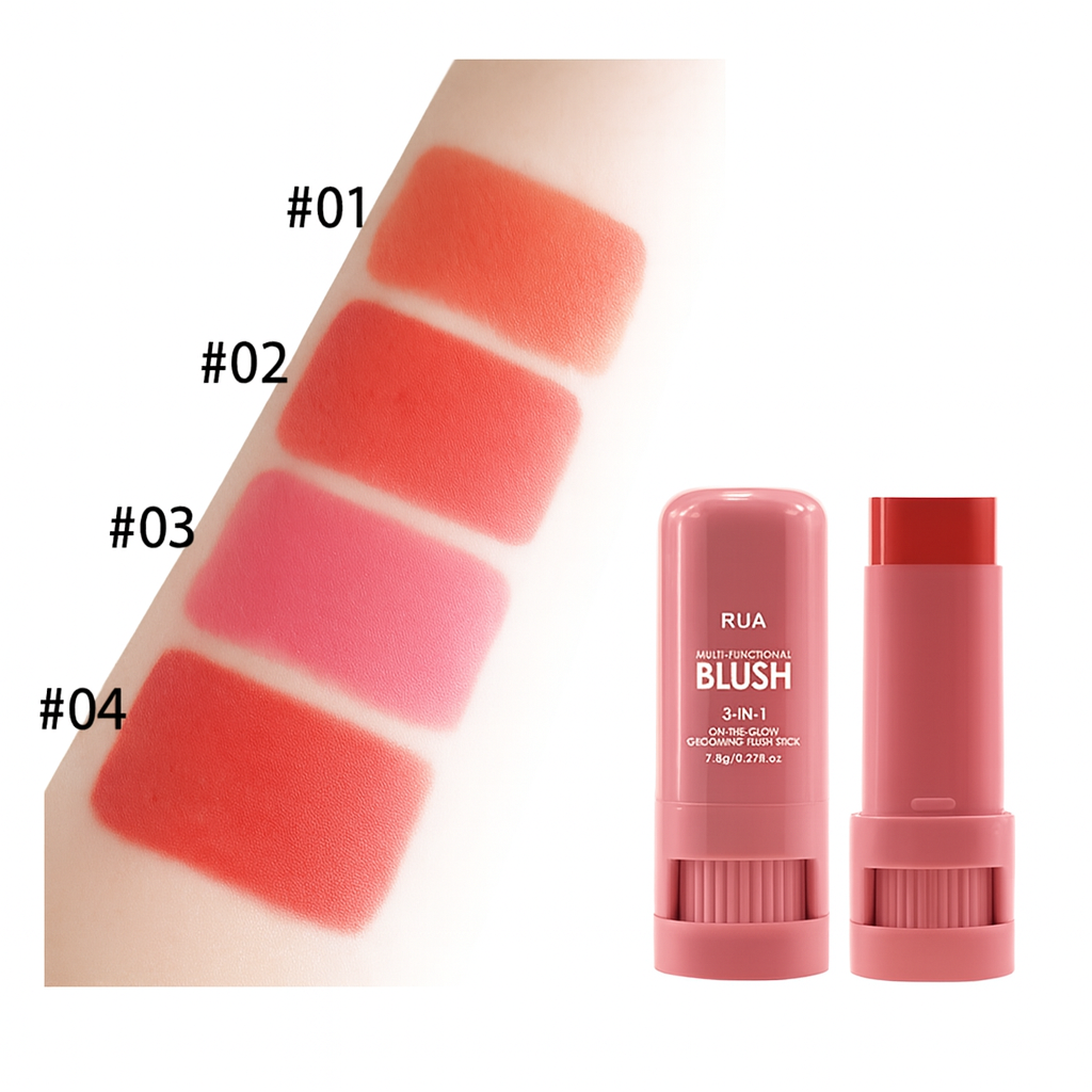 High-Pigment Matte Blush Stick – Long-Lasting, Water-Resistant & Blendable Contour Balm - Random Shades