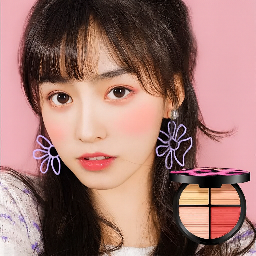 Kaxier New Four Color Blusher dyeing plates for professional pink console Makeup