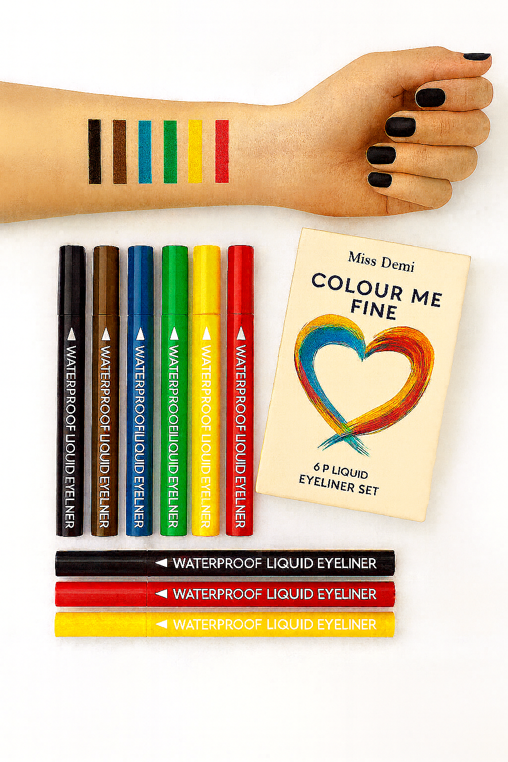 Miss Demi 12-Pack Eyeliner Pen – Long-Lasting, Smudge-Proof, Bold Eye Marker Liner