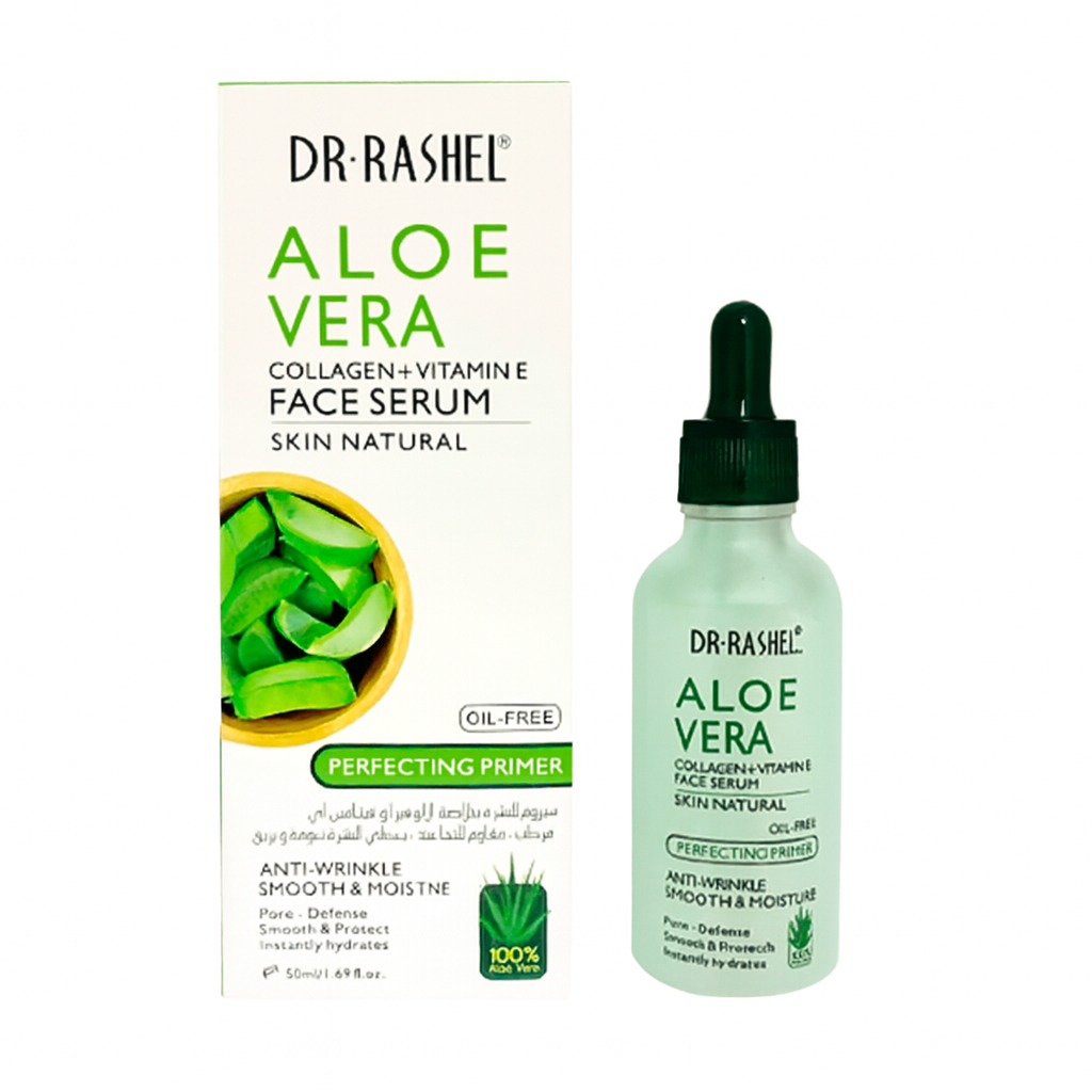 Dr Rashel Aloe Vera Face Serum Collagen + Vitamin E | Anti Wrinkle, Hydrating, Oil Free Skin Care, Moisturizing Perfecting Primer, Natural Glow Essence