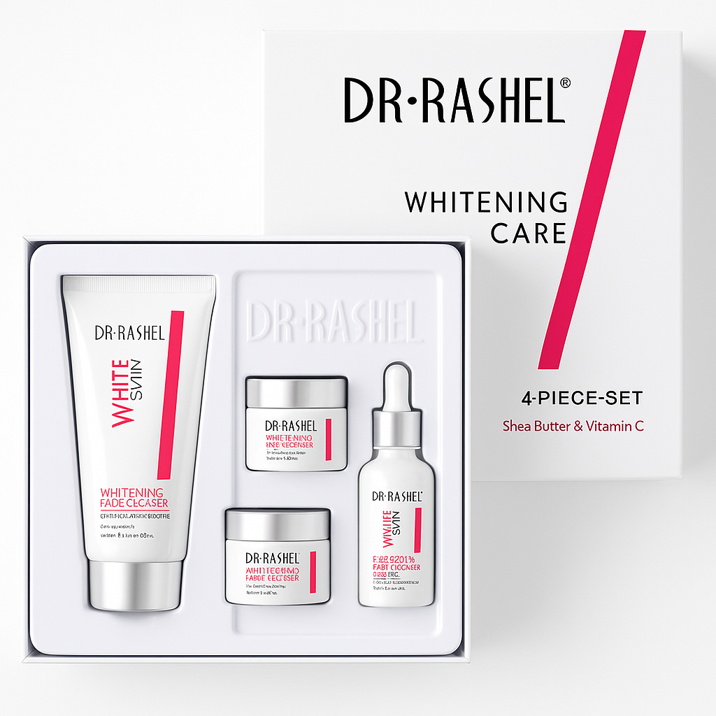 DR·RASHEL White Skin Whitening Set – Fade Spots Serum, Cleanser & Day/Night Cream | Brightening, Glowing & Spot Removal Skincare Kit