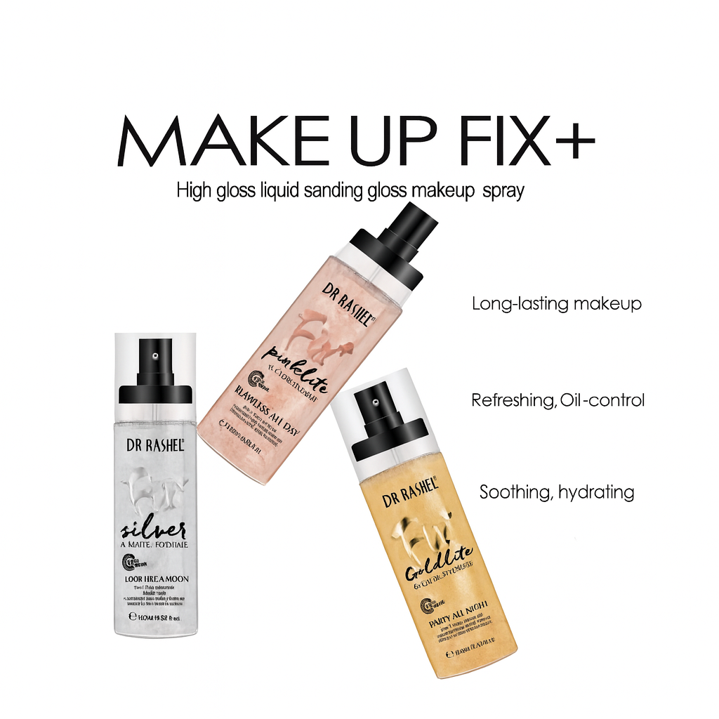 DR RASHEL Fix+ Goldlite Makeup Setting Spray Long-Lasting Hydrating Glow Mist | Oil Control, Party All Night, 12HR Wear Makeup Fixer Spray
