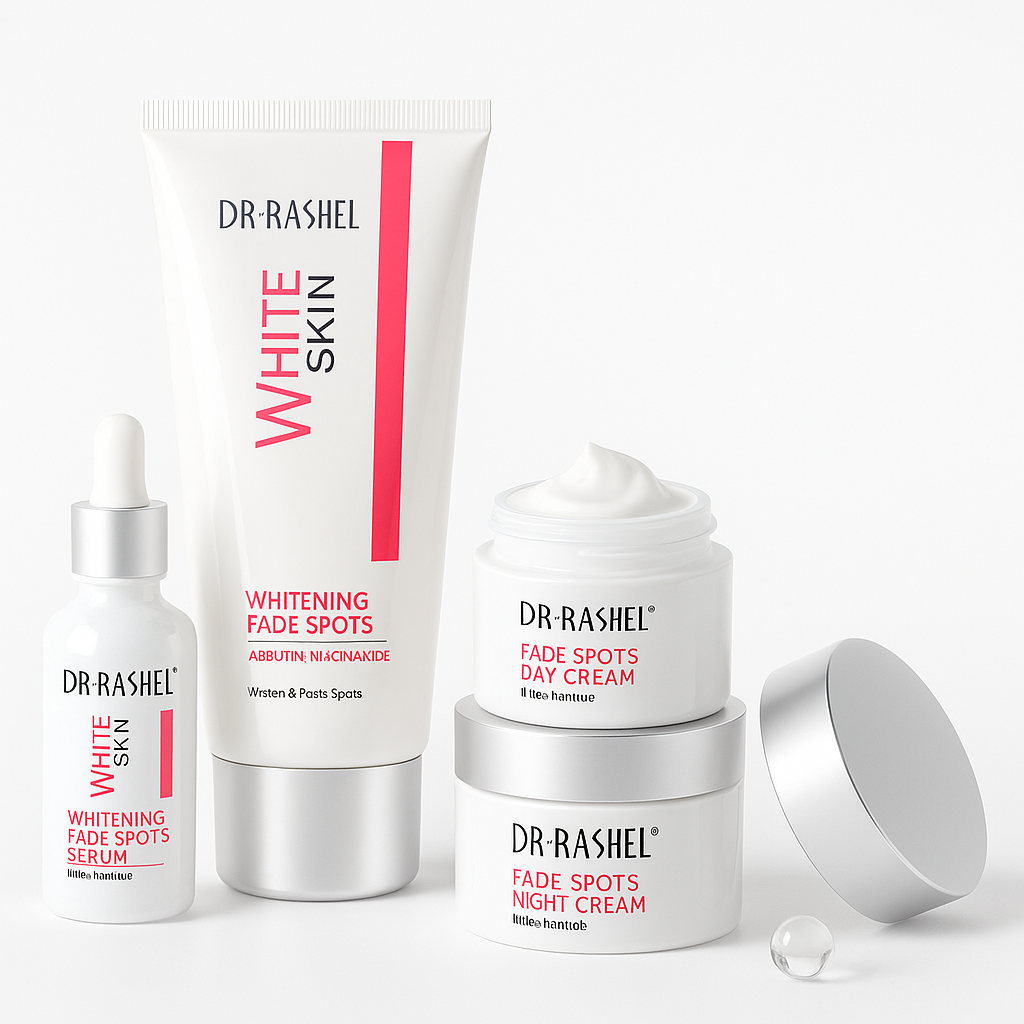 DR·RASHEL White Skin Whitening Set – Fade Spots Serum, Cleanser & Day/Night Cream | Brightening, Glowing & Spot Removal Skincare Kit