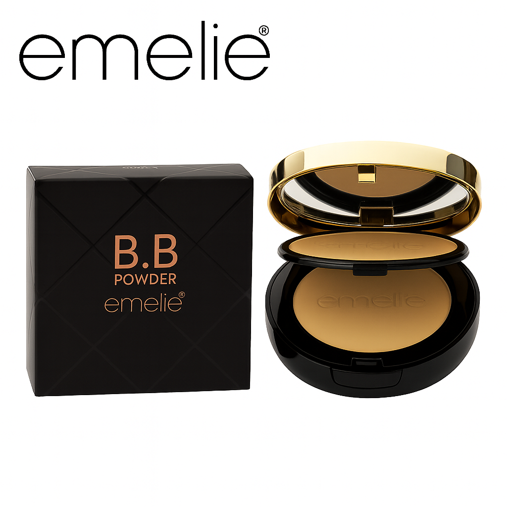 Emelie BB Face Powder 2-in-1 Compact | Long Lasting Oil Control Makeup, Flawless Whitening & Smooth Finish