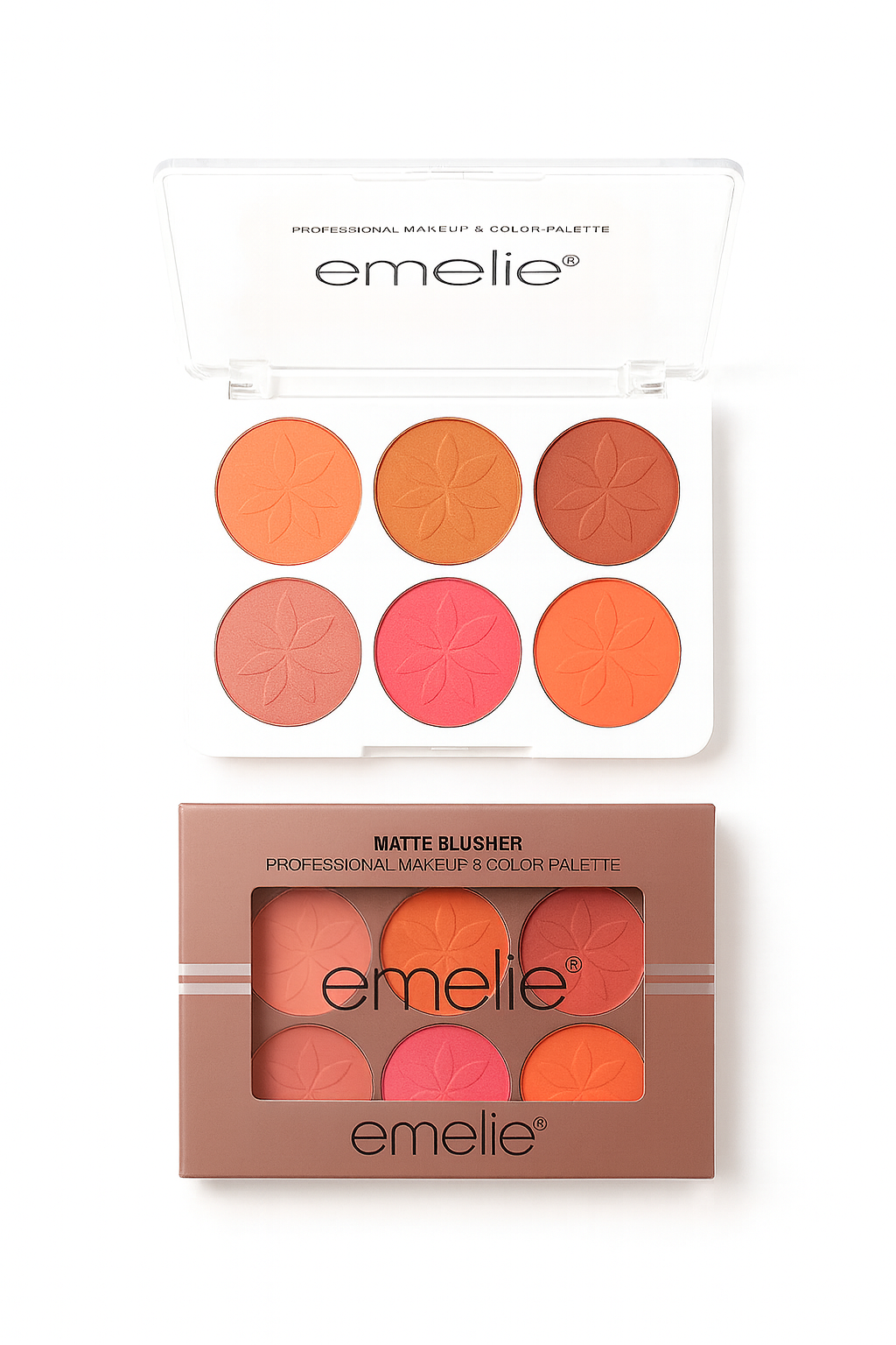 Emelie Matte Blusher 6 Color Palette Professional Long-Lasting Natural Makeup Kit