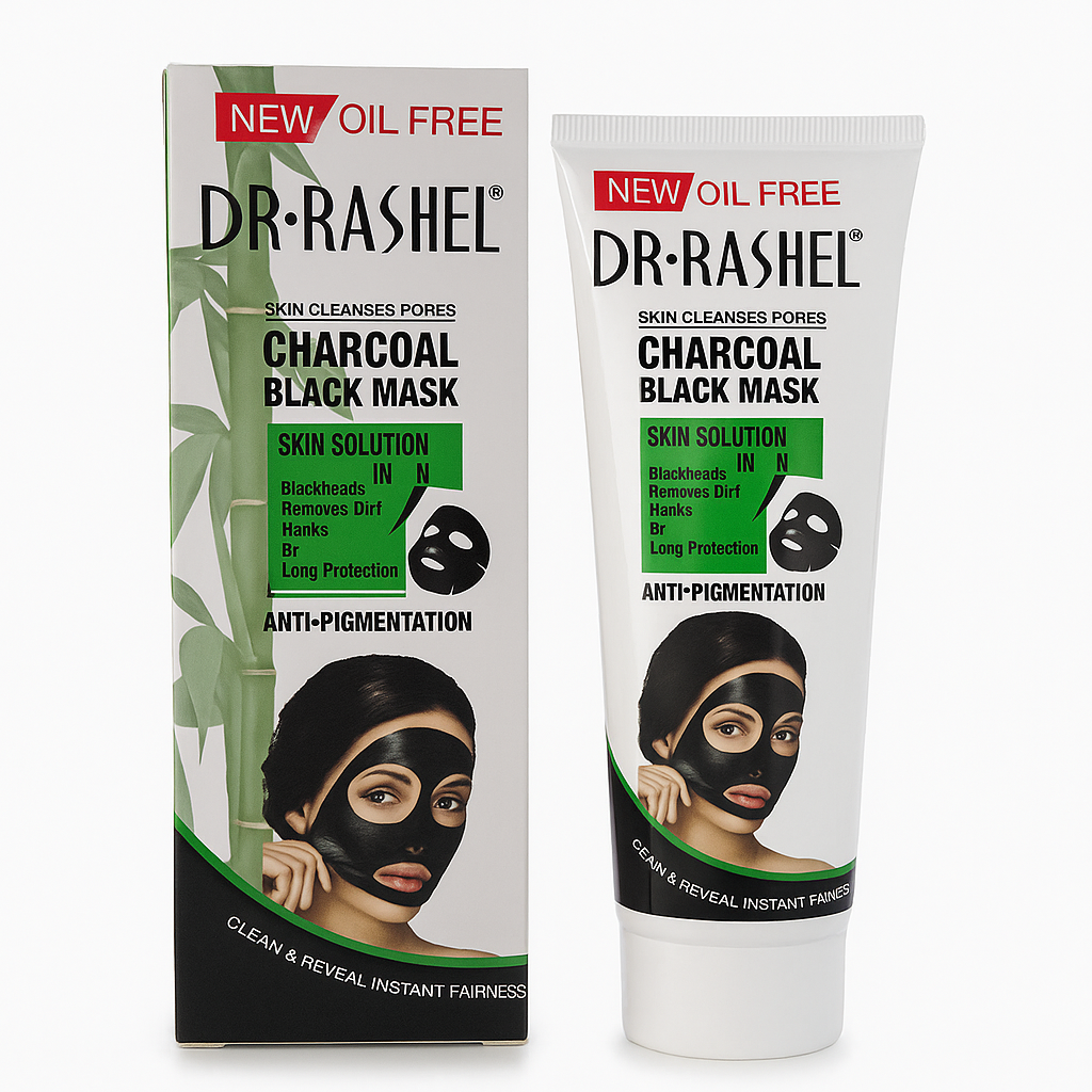 Dr Rashel Charcoal Black Mask Oil Free 7 in 1 | Deep Cleansing Peel Off Face Mask for Blackheads, Acne, Dirt, Excess Oil & Anti-Pigmentation Whitening Fairness