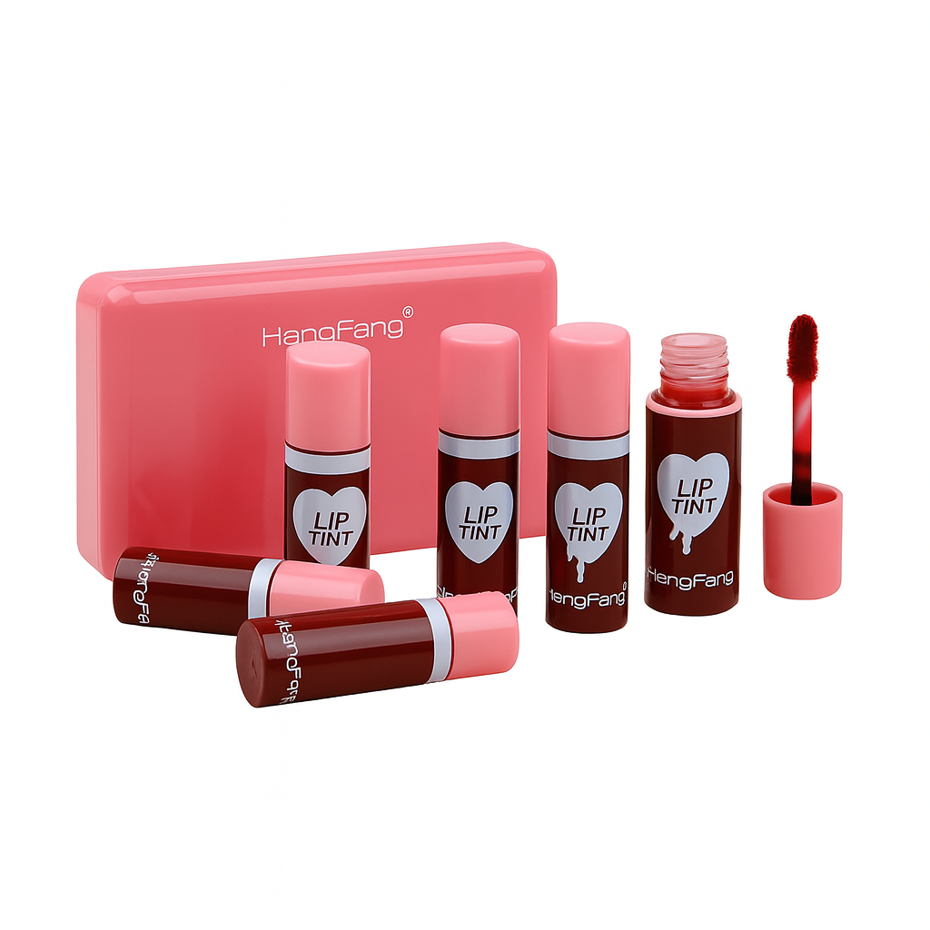 Heng Fang Lip Tints Pack of 6 Long Lasting Waterproof Matte Glossy Lip Stain Set Soft Hydrated Smudge Proof Lips Korean Beauty Lightweight Highly Pigmented Liquid Lipstick