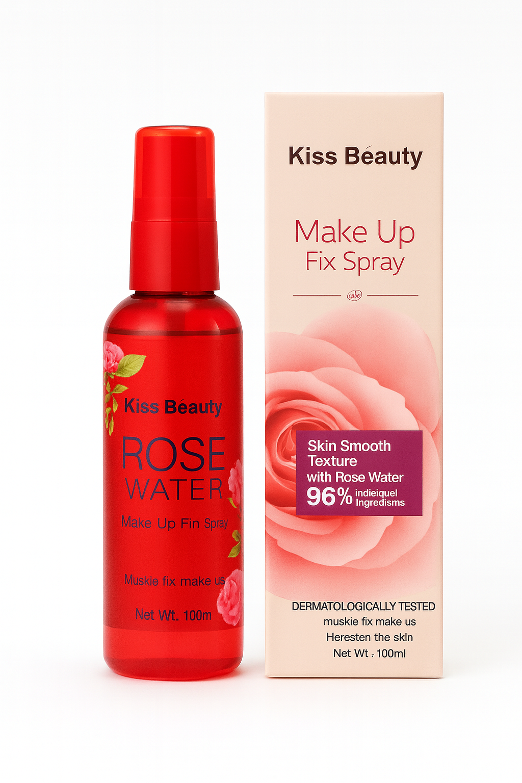 Kiss Beauty Rose Water Makeup Fix Spray – Hydrating, Refreshing & Long Lasting Setting Mist