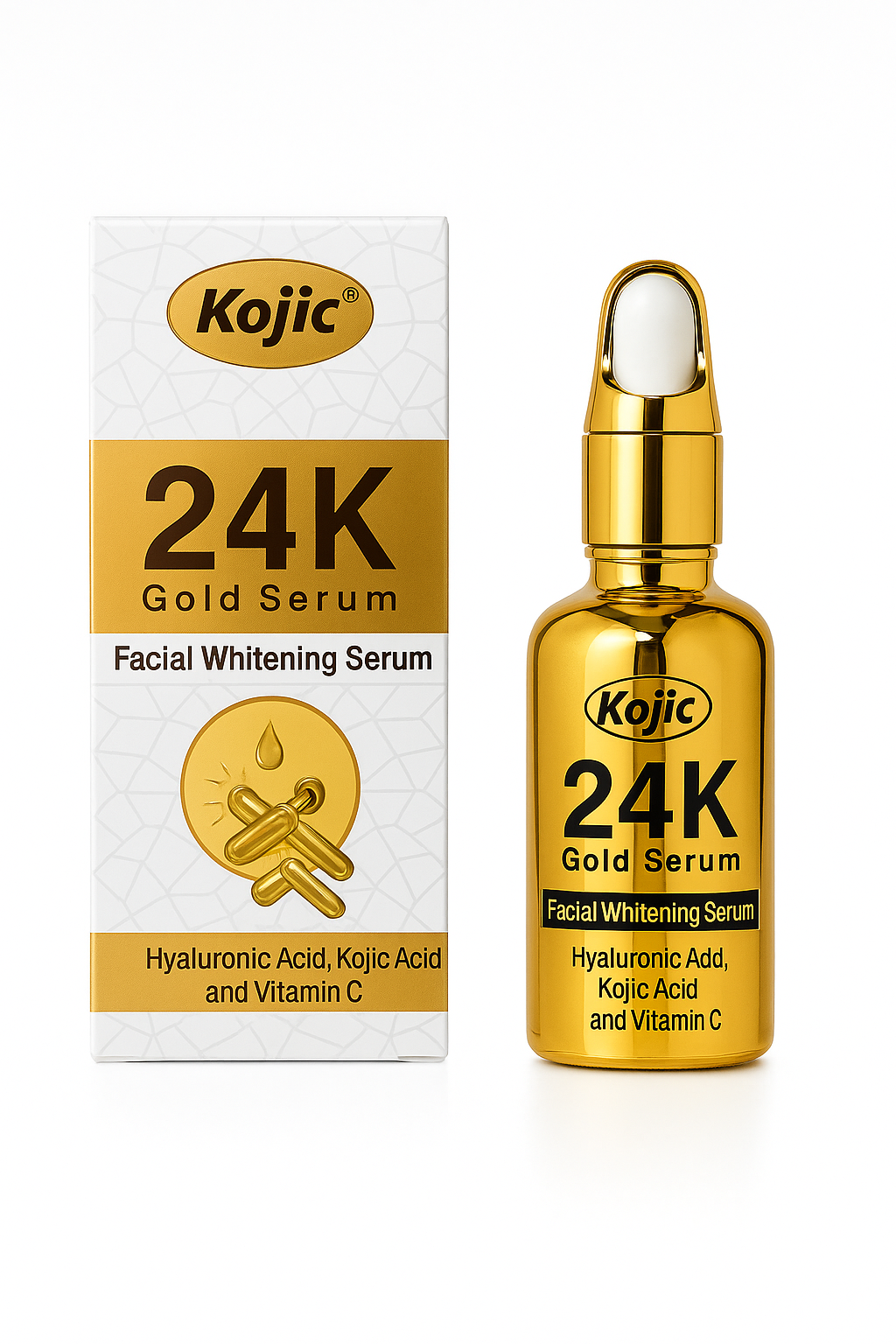 Kojic 24K Gold Serum Facial Whitening Glow Booster Skin Brightening Anti Aging