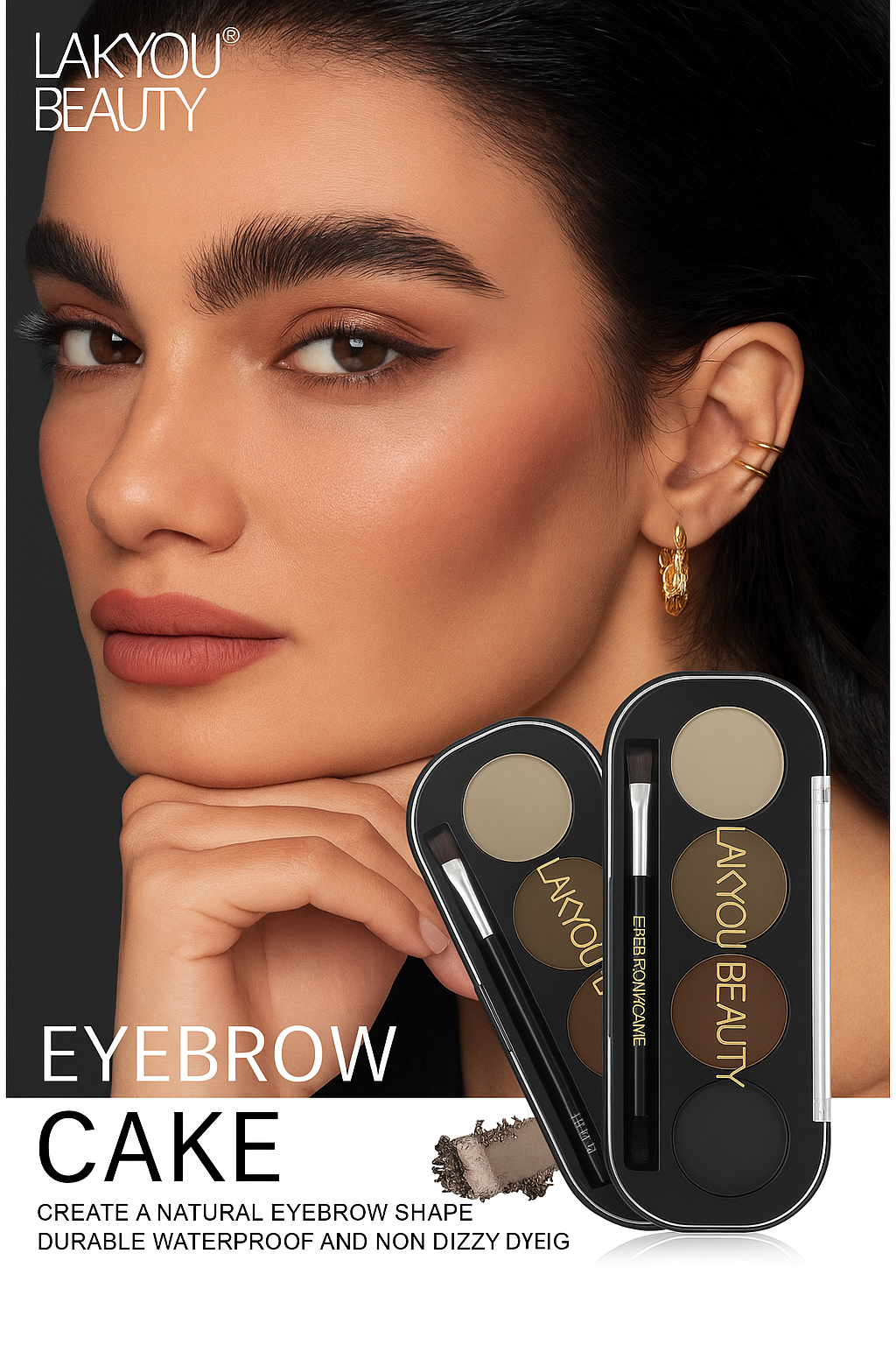Waterproof Eyebrow Cake Powder Long Lasting Smudge Proof Brow Definer and Filler Professional Dual Shade Kit for Natural and Bold Eyebrows