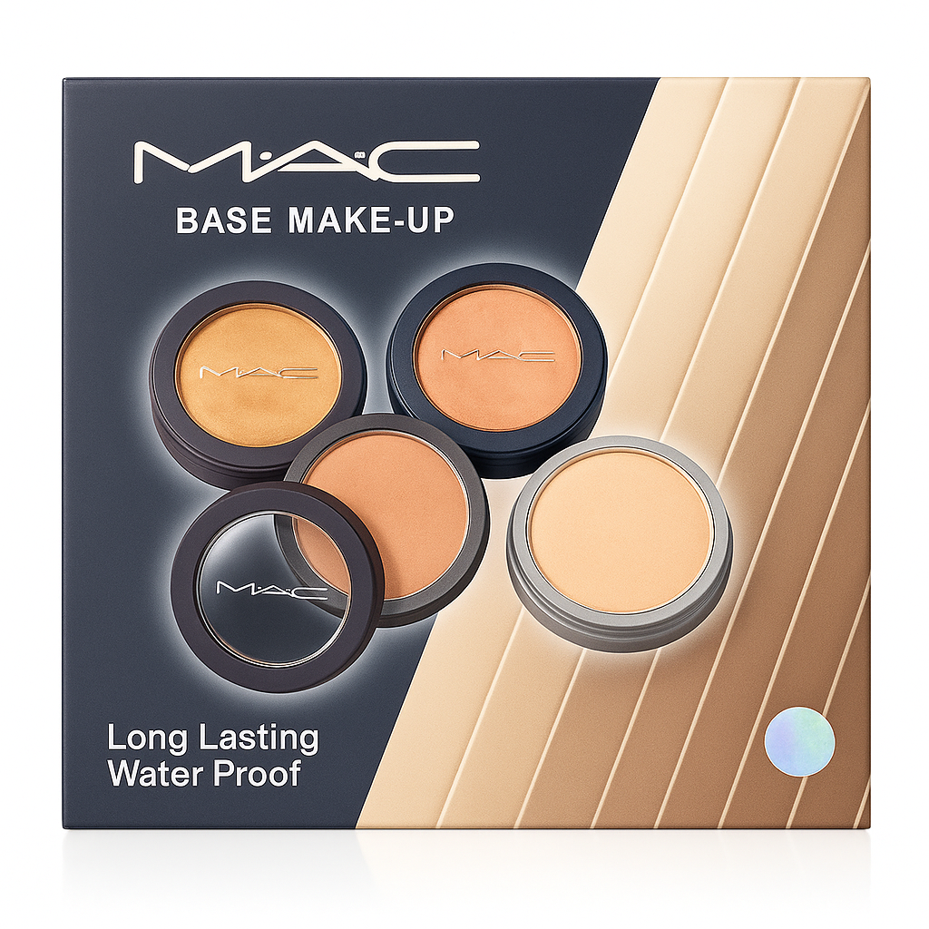 MAC Base Make-Up Pack of 4 – Long Lasting Waterproof Compact Powder, Full Coverage Foundation