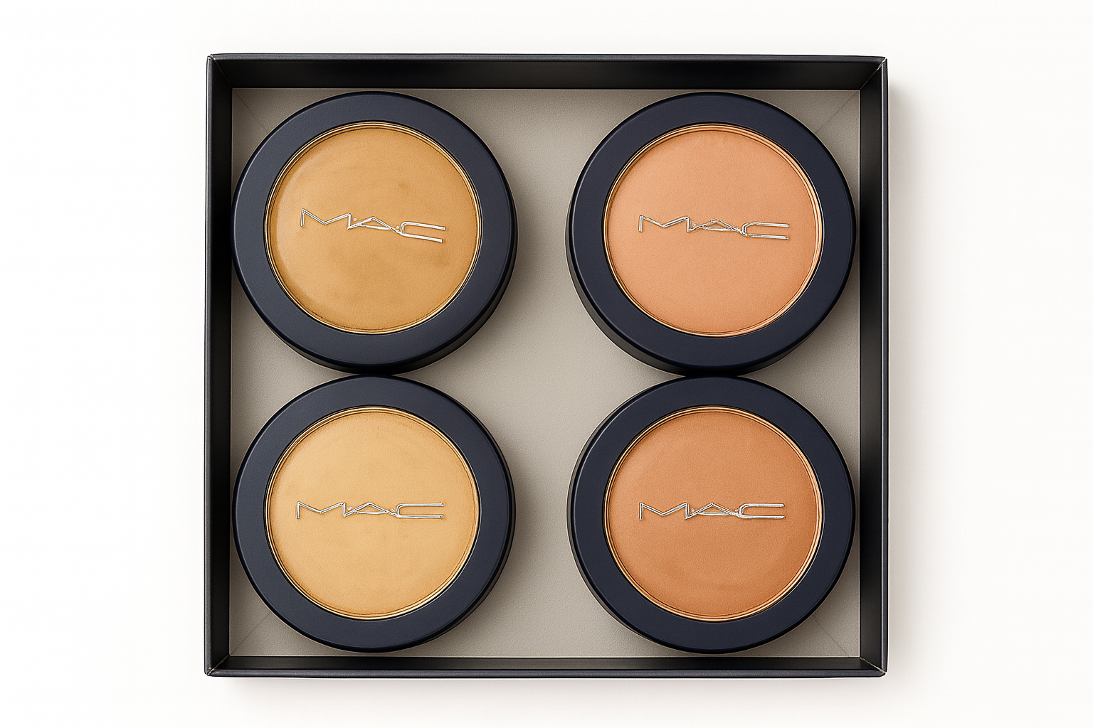 MAC Base Make-Up Pack of 4 – Long Lasting Waterproof Compact Powder, Full Coverage Foundation