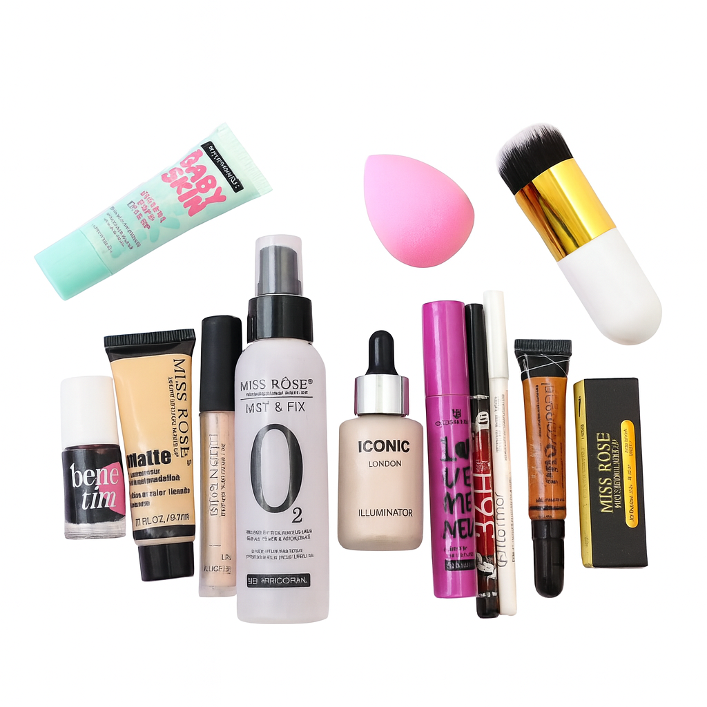 Complete Makeup Kit 12-in-1 Set – Foundation, Primer, Concealer, Mist, Illuminator, Lip & Eye Makeup Bundle | Professional Beauty Essentials