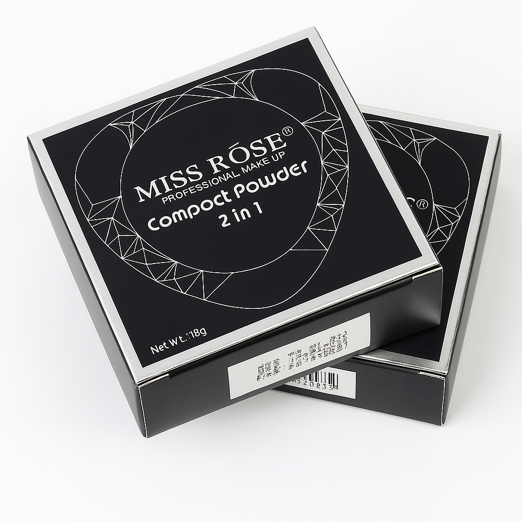 Miss Rose 2 in 1 Compact Powder | Oil Control, Long Lasting, Whitening Face Makeup, Full Coverage Matte Finish