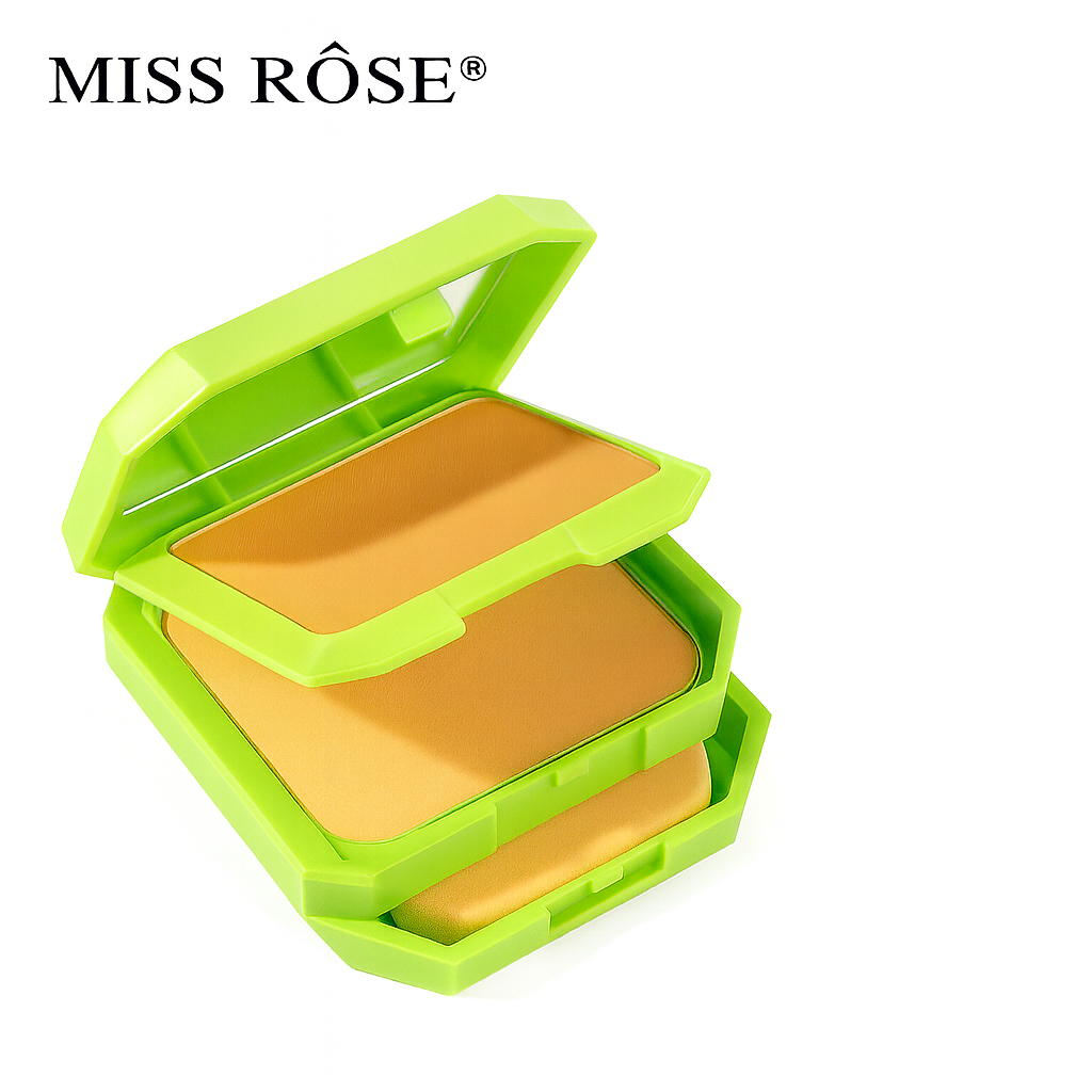 MISS RÔSE® 2-in-1 Compact Powder | Oil Control Long Lasting Face Makeup | Dual Layer Powder Cake with Puff & Mirror