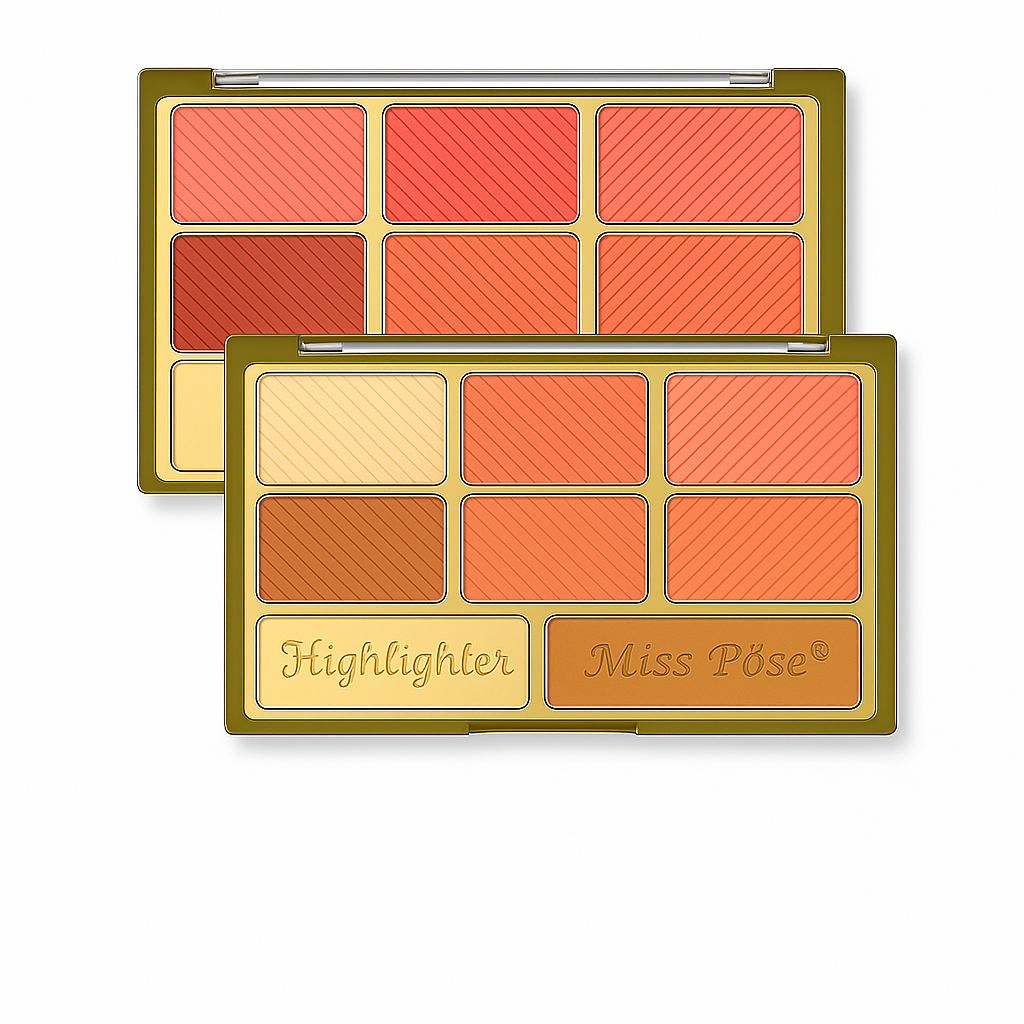 Miss Rose Blush and Bronzer Palette 6 Blush Shades 2 Bronzers Long Lasting Highly Pigmented Makeup