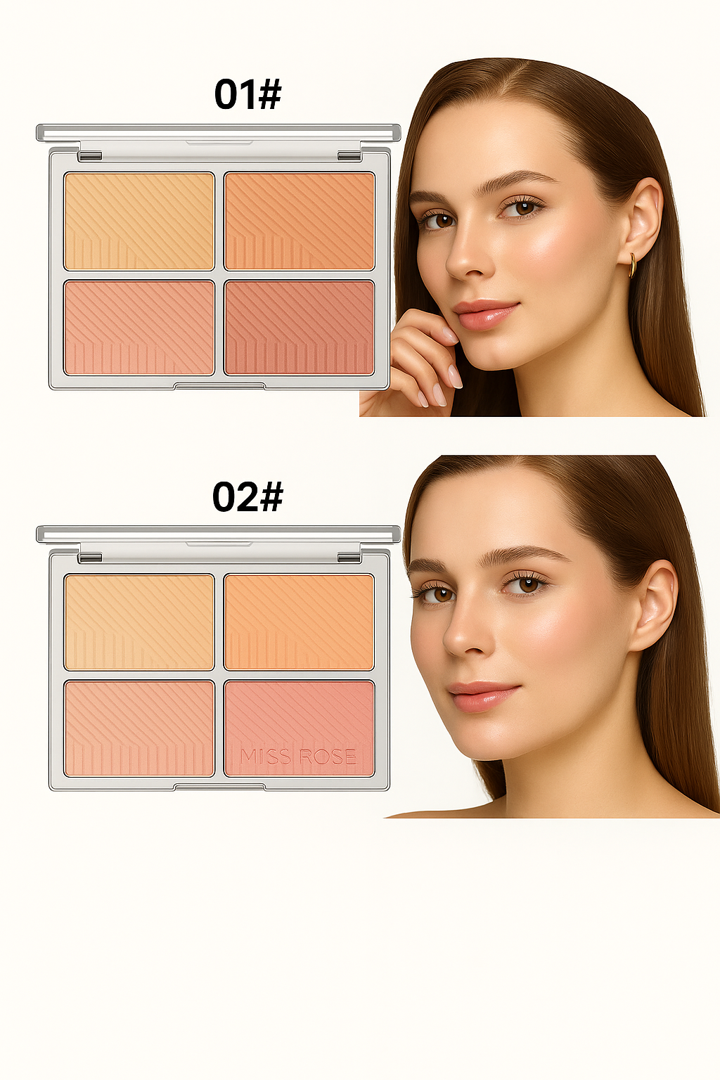 Miss Rose Blush and Bronzer Palette 6 Blush Shades 2 Bronzers Long Lasting Highly Pigmented Makeup