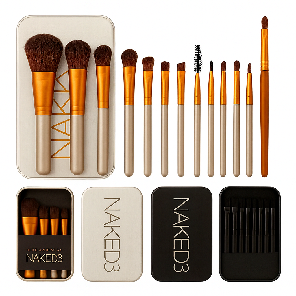 Naked 3 Makeup Brush Set 12 Piece Soft Fluffy Professional Brushes Eyeshadow Blending Contour Kit