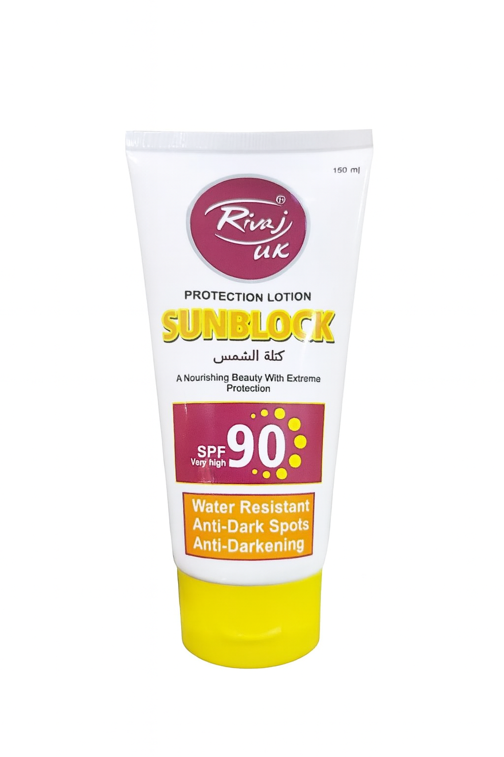 Rivaj UK Sunblock SPF 90 Protection Lotion | Water Resistant, Anti-Dark Spots, Anti-Darkening Whitening Sunscreen
