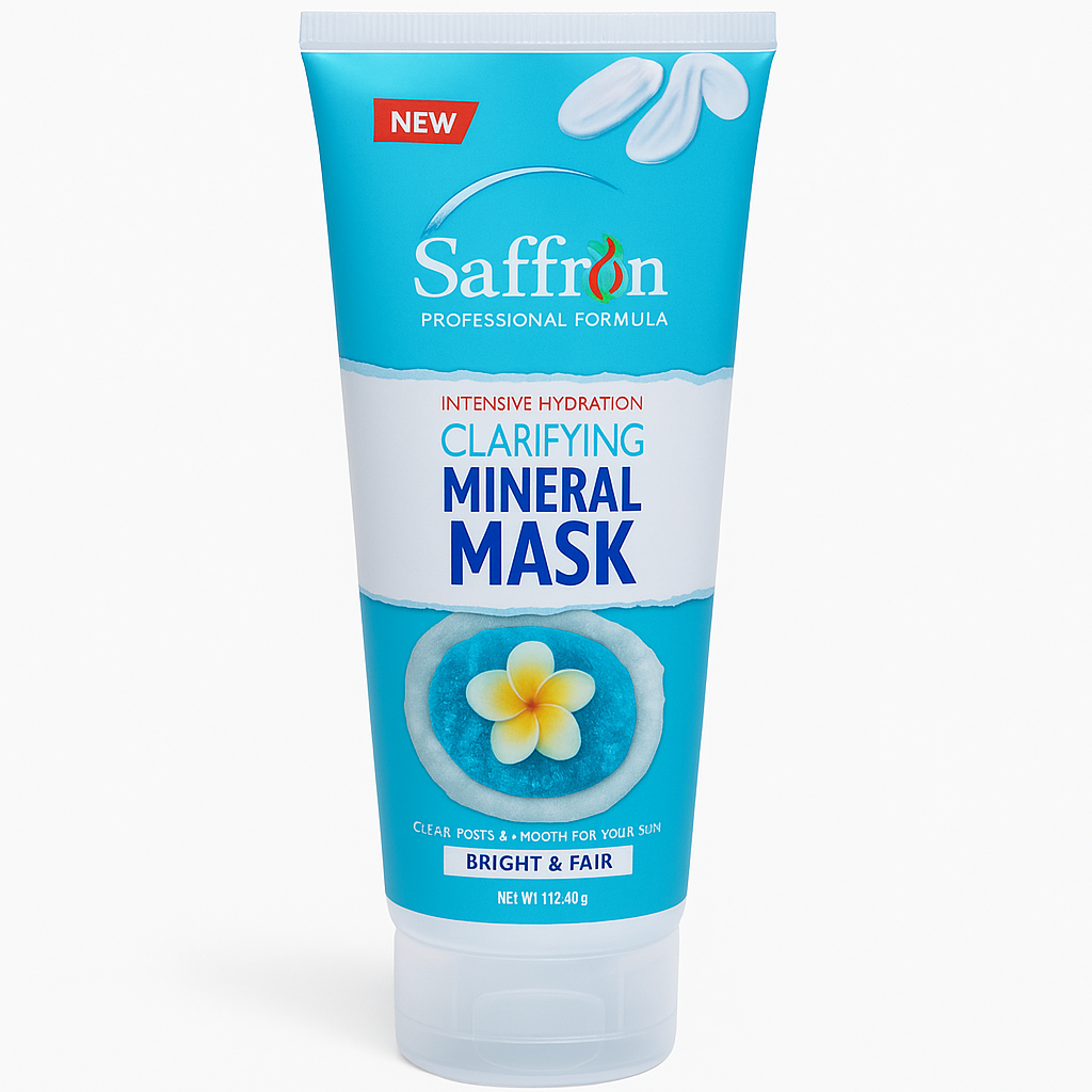 Saffron Clarifying Mineral Face Mask 200g – Deep Cleansing, Pore Minimizing, Brightening & Hydrating Skin Care Mask for Smooth, Fair & Glowing Skin