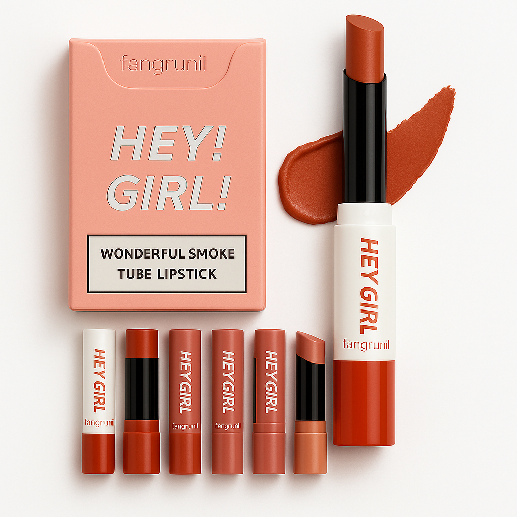 HEY GIRL Smoke Tube Lipstick Set Long Lasting Waterproof Matte Velvet Touch Nude and Bold Shades