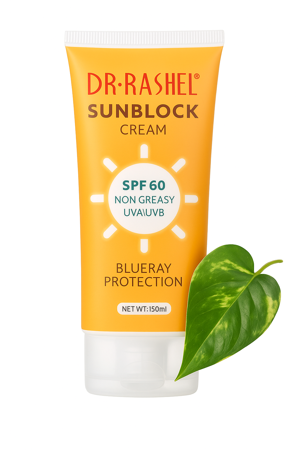 Dr Rashel Sunblock Cream SPF 60 PA+++UVA/UVB Protection, BluRay Shield, Non-Greasy Whitening & Brightening Sunscreen Lotion for Face & Body