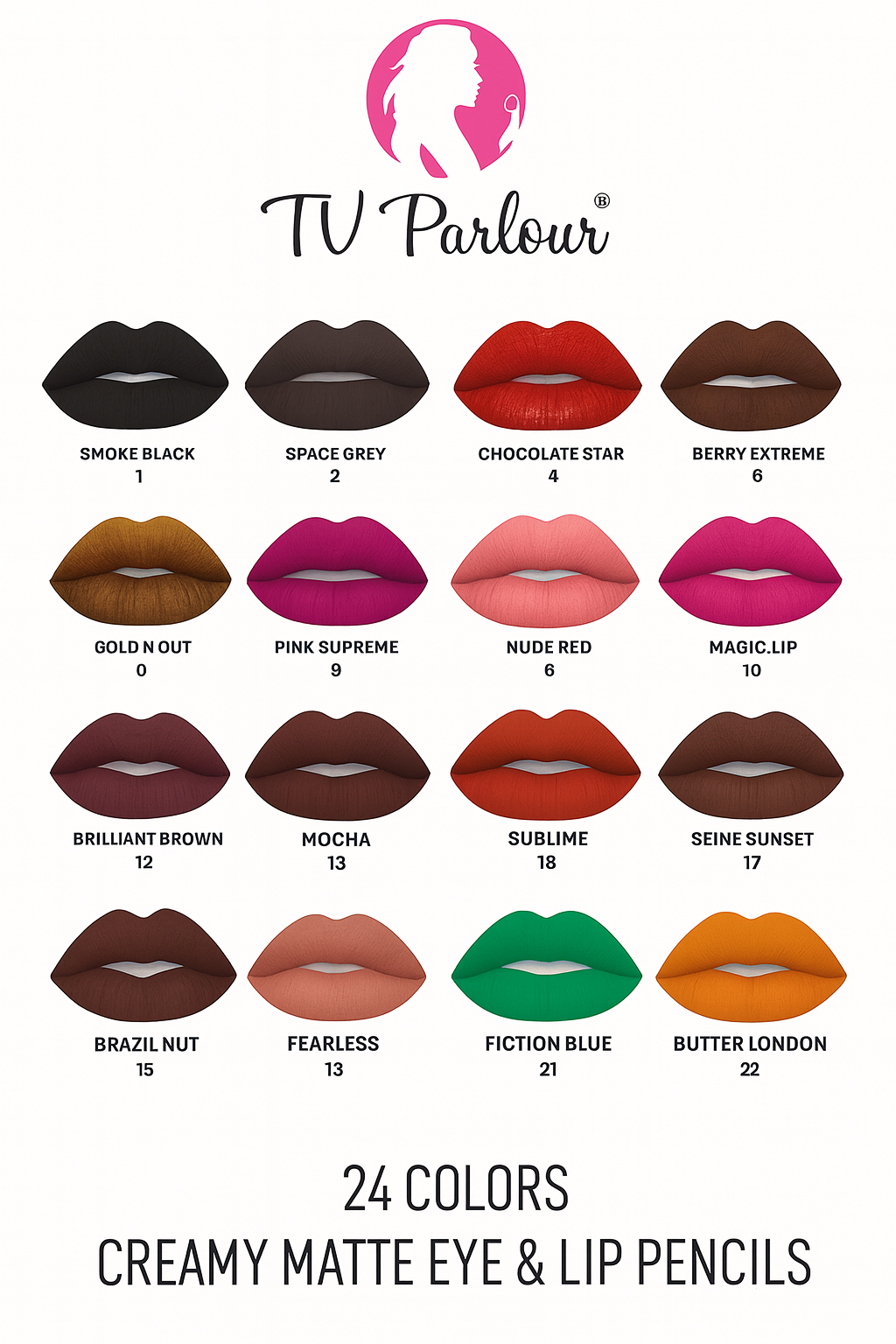 TV Parlor Lip Jumbo Color Pencil Long Lasting Matte Moisturizing Lip Crayon Waterproof Lipstick