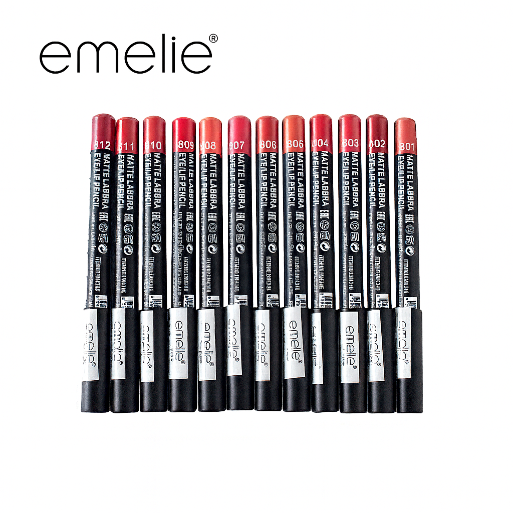 Emelie Matte Lip Liner Pencil Set 12 Colors | Long Lasting, Waterproof, Smudge-Proof, Soft & Smooth Lip Pencils | Professional Makeup Lipliner Kit for Perfect Lip Shape
